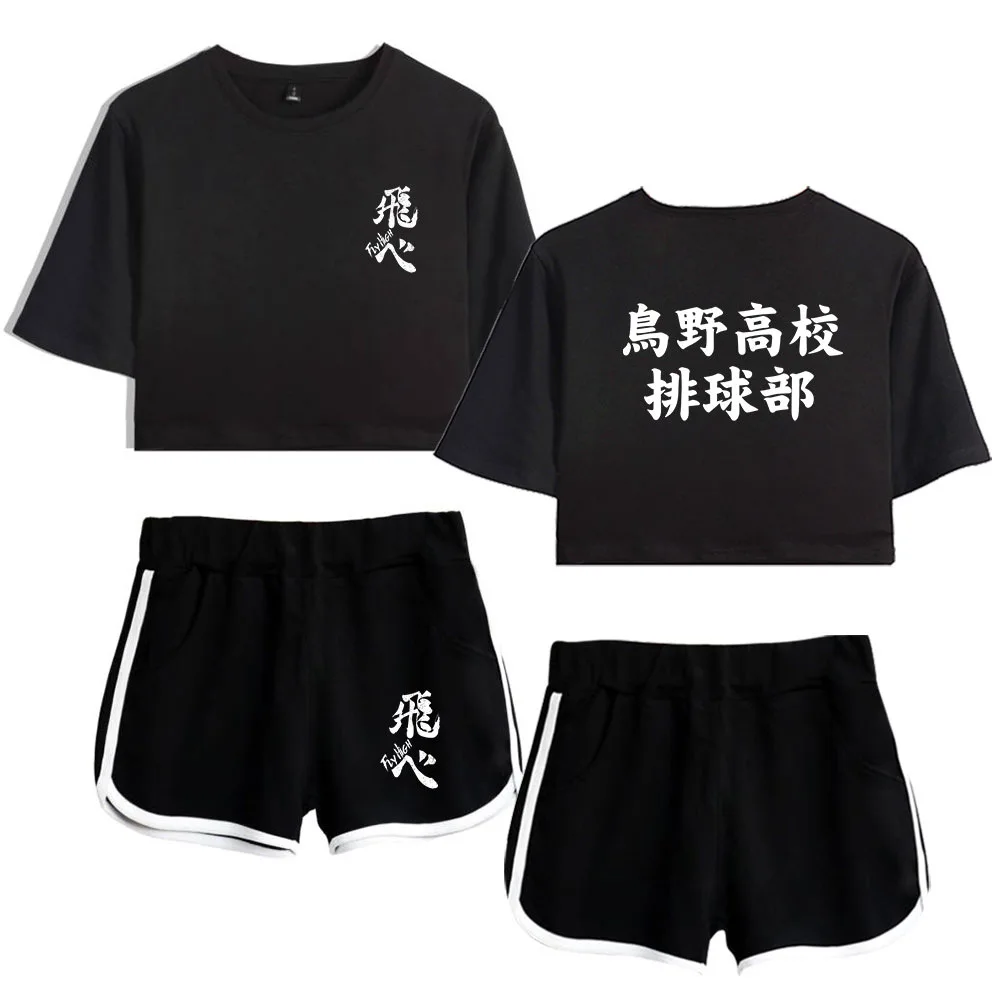 Haikyuu Karasuno Женский комплект из 2 предметов летний спортивный костюм двух короткий