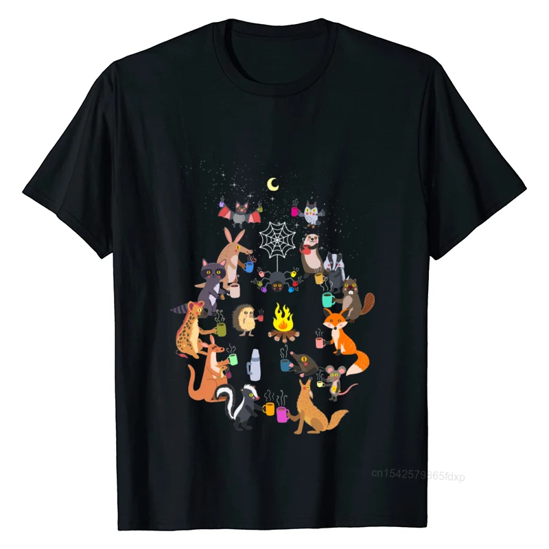 

New Design Tees Nocturnal Shift Animal Late Night Party Bonfire T Shirt For Boys Goth Style Custom Simple Style T Shirts Classic