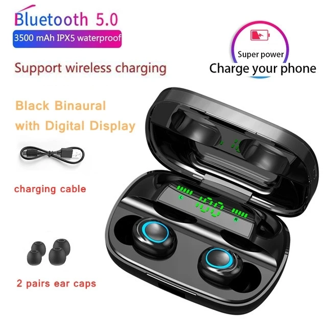 Сенсорные Bluetooth наушники с поддержкой беспроводной зарядки 3500 мАч IPX5 водонепроницаемая Спортивная игровая Музыкальная гарнитура умный дышащий светодиодный светильник - Цвет: Wireless Charging A