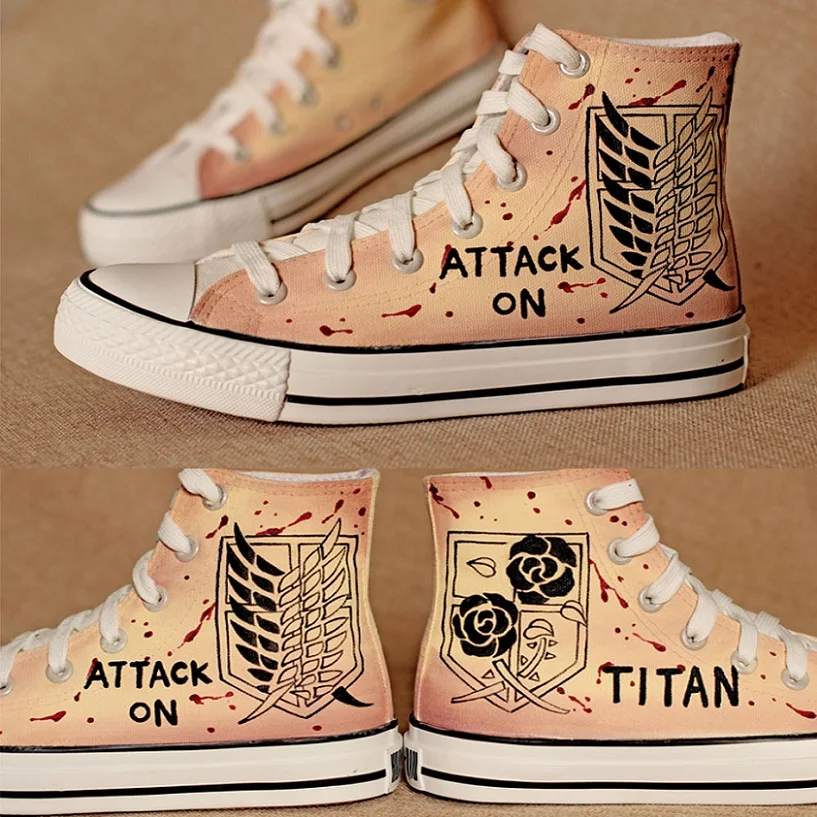 

Кеды High-Q унисекс из японского аниме «атака на Титанов», повседневные холщовые ботинки в стиле панк-рок, обувь на шнурке и подошве