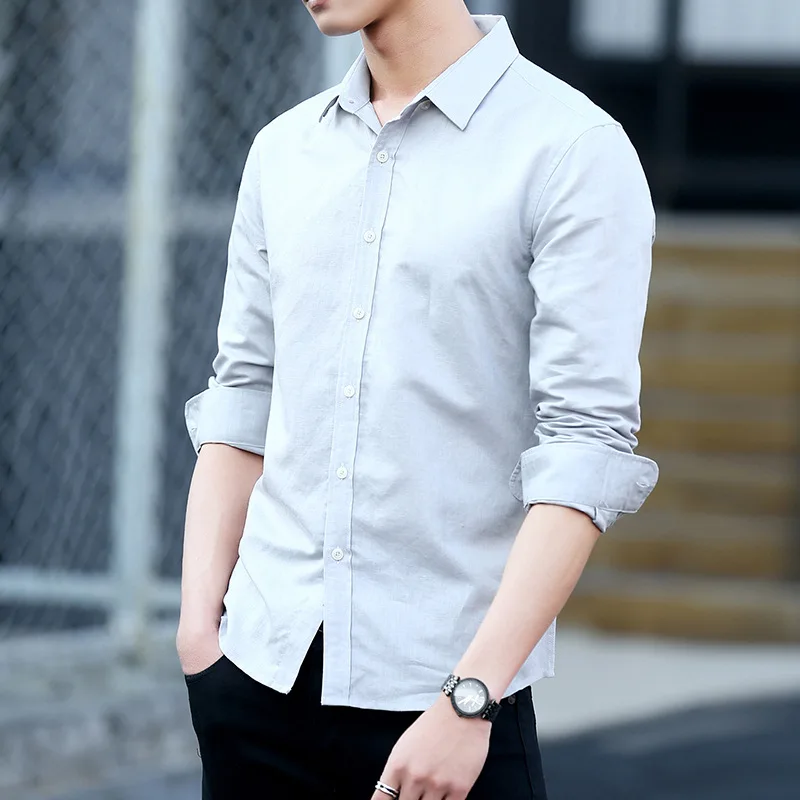 Рубашка MRMT мужская с длинным рукавом модная сорочка из хлопка и льна топ