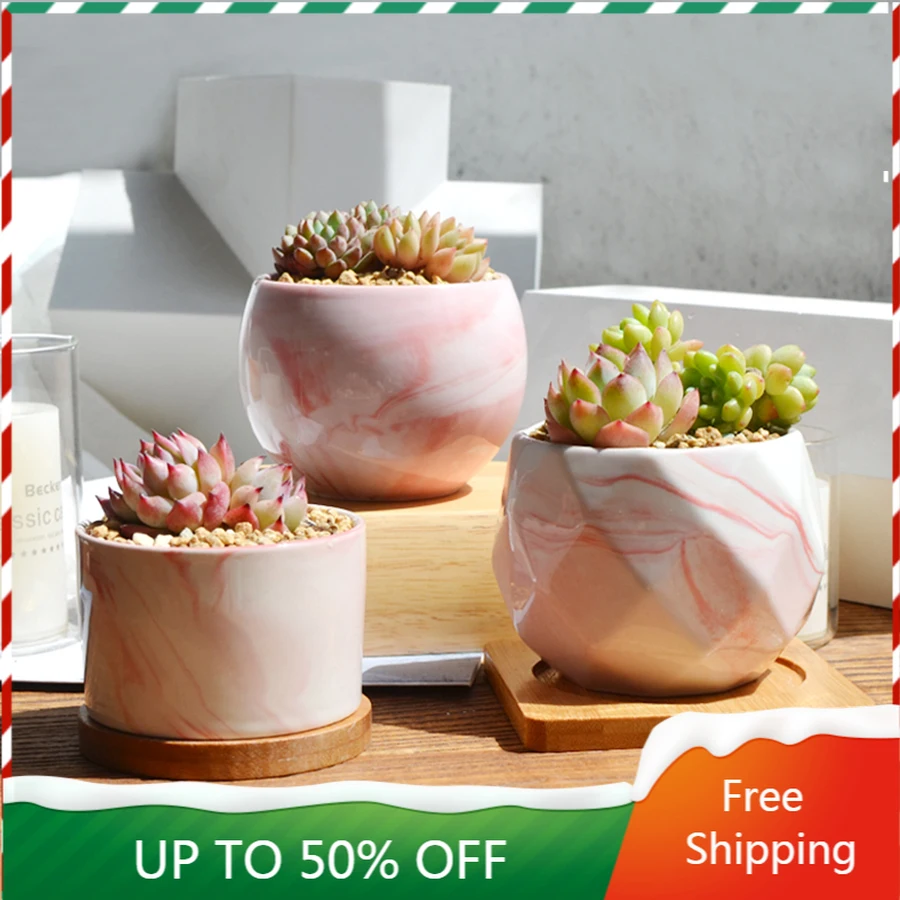 Succulent Geometric Plant Pot Pink Small Desk Modern Balcony Flowerpot Indoor Home Minimalist Cactus Macetero Decoration ZZ50HP | Дом и сад