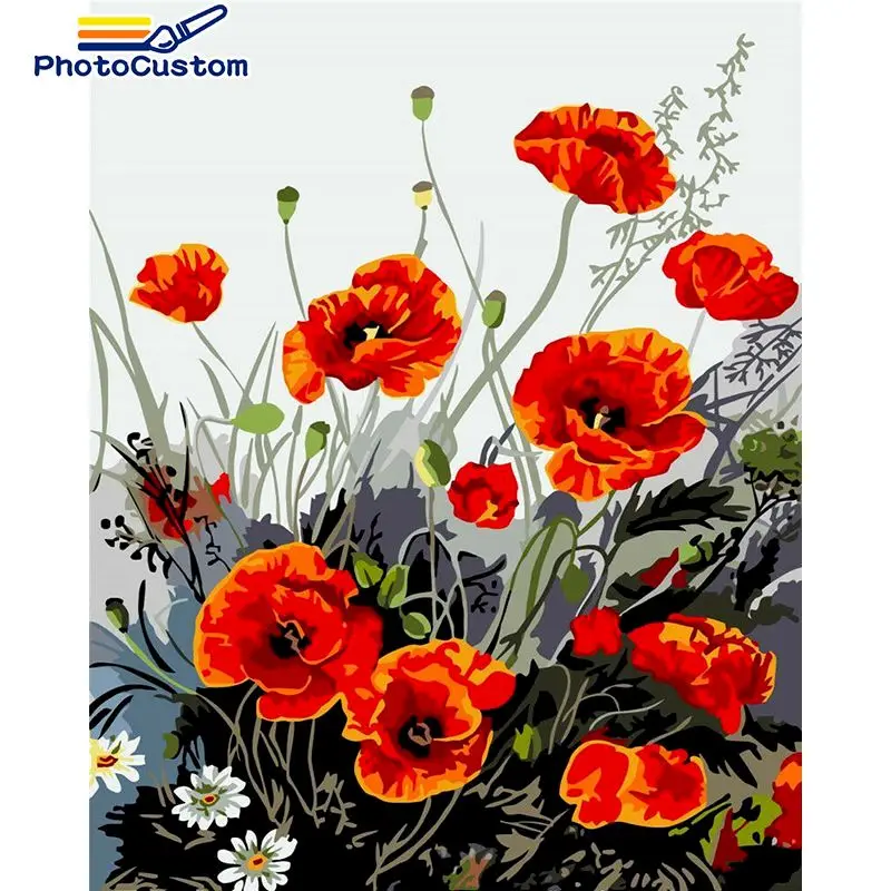 

PhotoCustom Flowers paints By Numbers 60x75cm on canvas Handpainted Drawing by numbers DIY Kits Wall Art Gift Home Decor