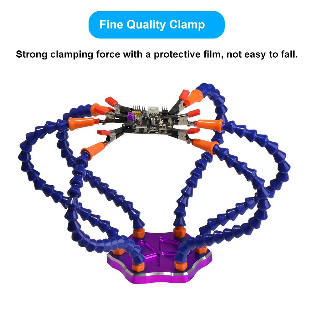 

Soldering Iron Helping Holder Third Hand 6 Flexible Arms Soldering Station Welding Tool Set with USB Fan & Magnifier