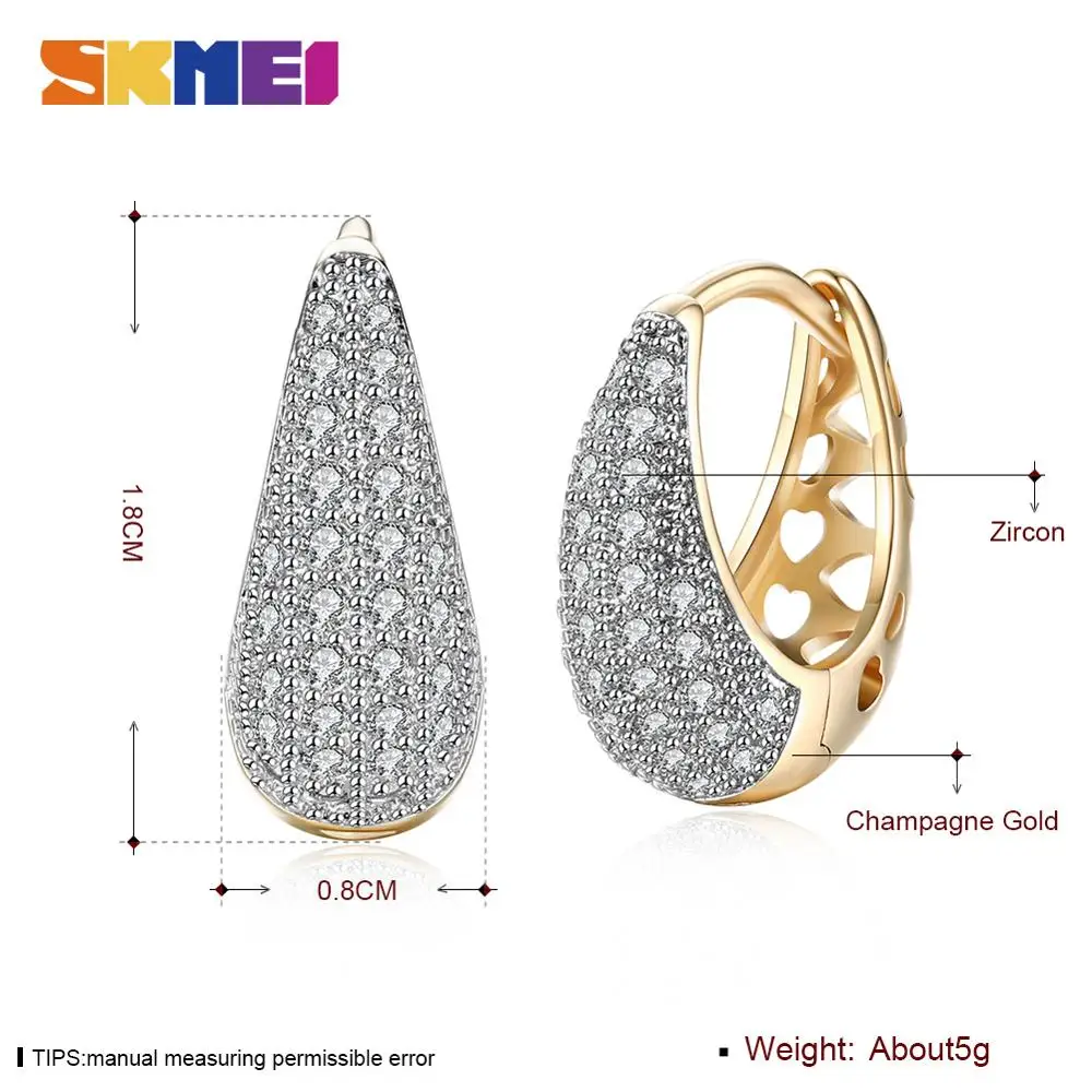 

SKMEI Luxury Crystal Rhinestone Bridal Clip on Earrings for Women Wedding Party Without Piercing No Hole Ear Clips LKN036