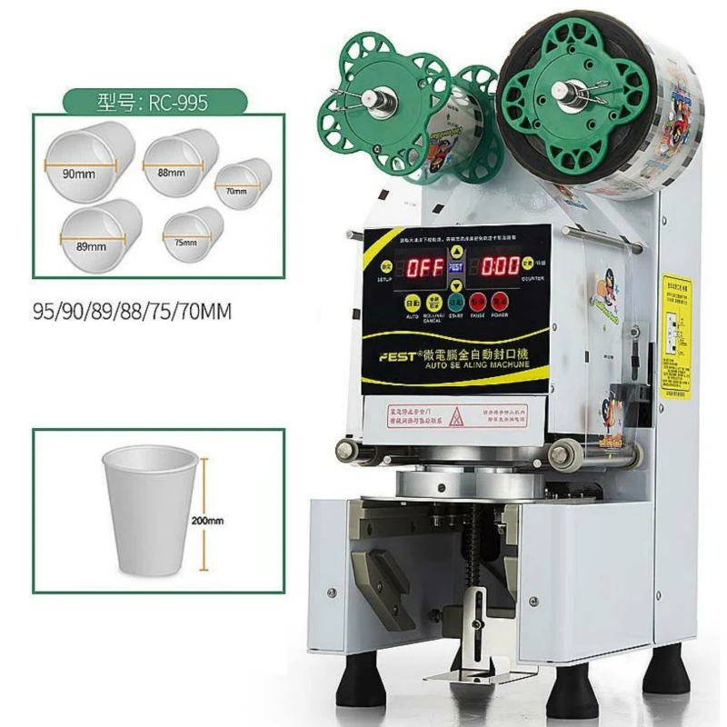 

FEST Automatic Milk Tea Sealing Machine 9/9.5/8.8 PP/PE Commercial Soy Milk Pearl Milk Tea Shop Cup Sealing Machine heat sealer