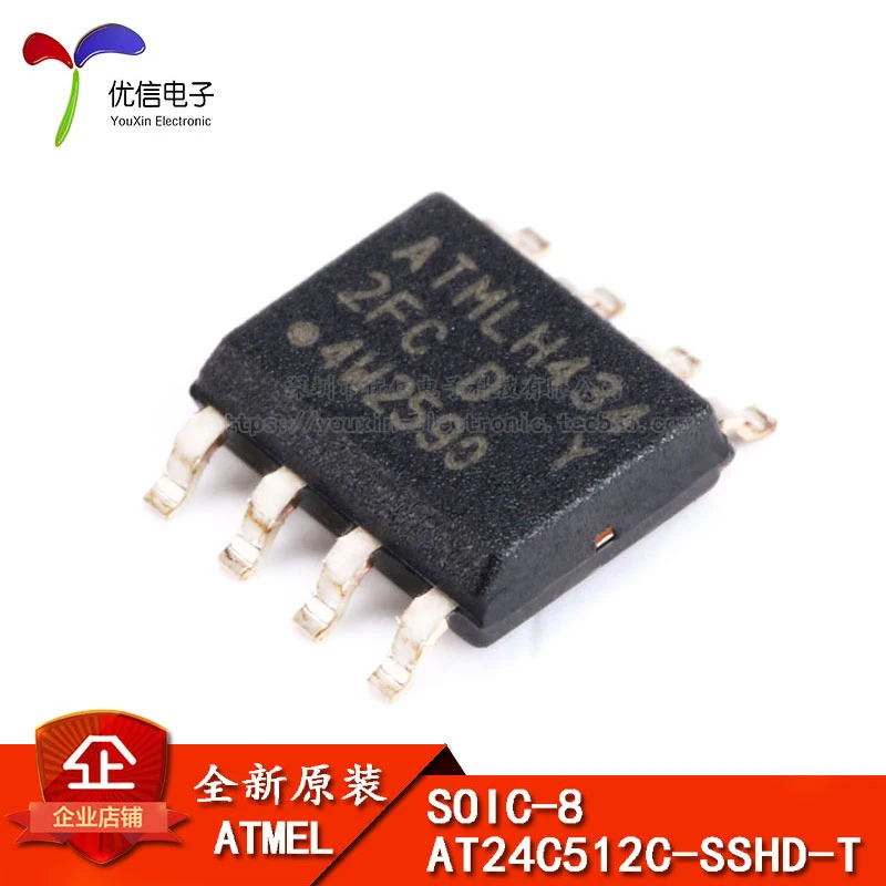 100% новый и оригинальный AT24C512C-SSHD-T SOP-8 EEPROM 512KB I2C | Электроника