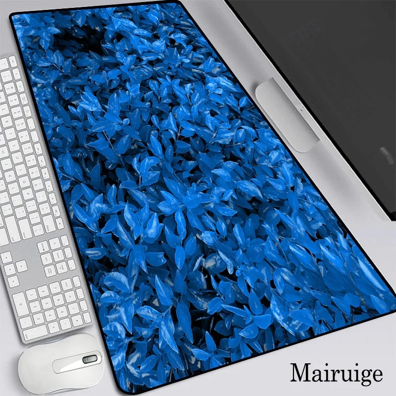 

Mairuige Large Blue Leaves Mouse Pad Gaming Accessories Non-Slip Gamer Mousepad Laptop PC Lockedge Desk Mat Computer Decoracion