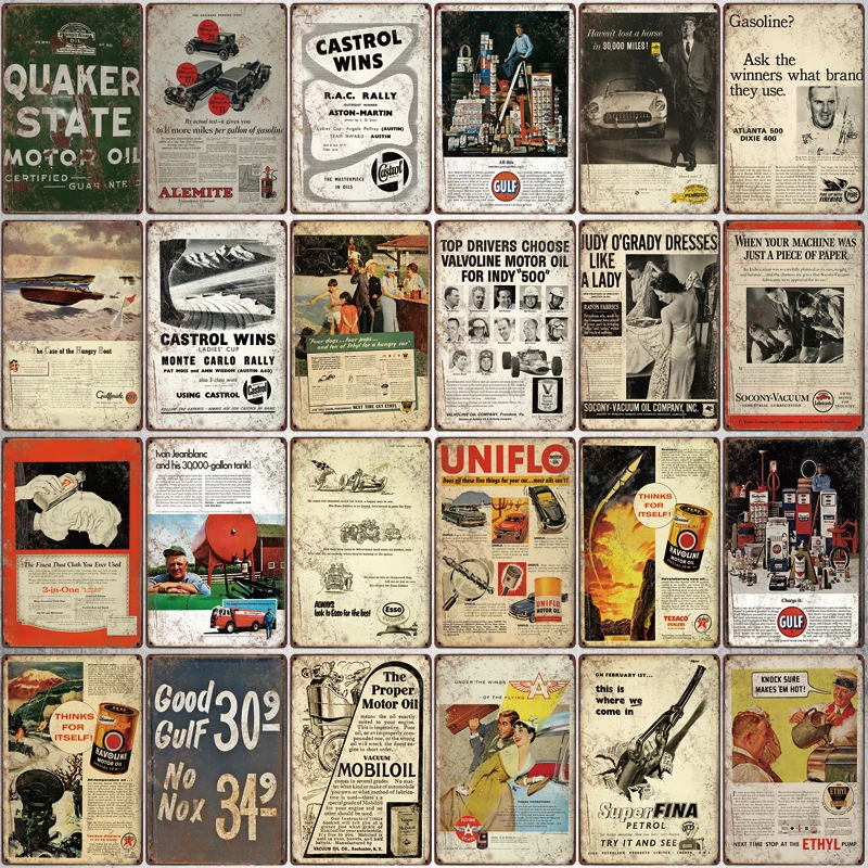 Motor Oil Shabby Chic Metal Signs Vintage Tin Plates For Wall Bar Home Garage Decoration 30X20CM SA-6938A | Дом и сад
