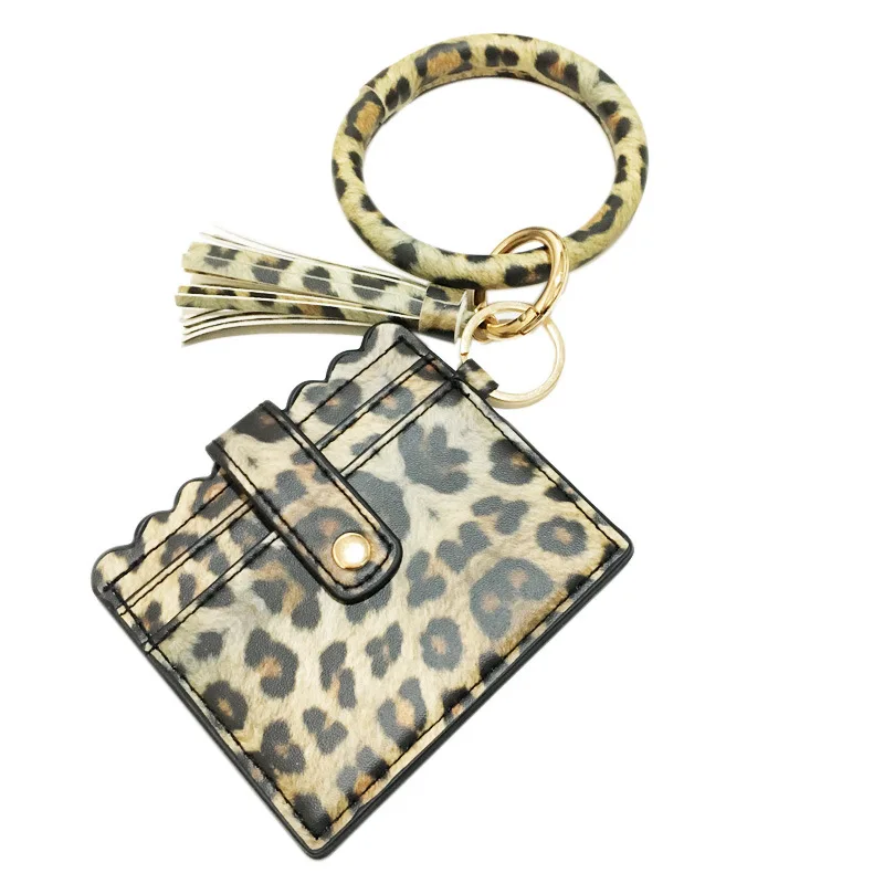 

2021 NEW European and American Leopard Print Bracelet Keychain Classic Snake Print Bag Bracelet Leather Card Holder Card Holder