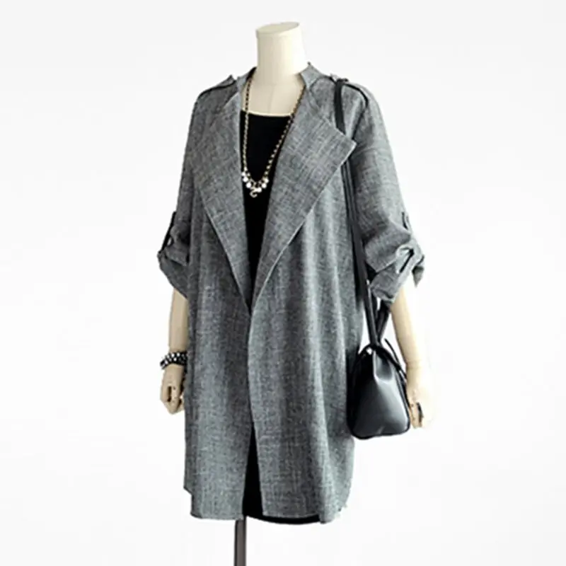 Женский Повседневный Тренч цвета хаки длинная верхняя одежда свободная для