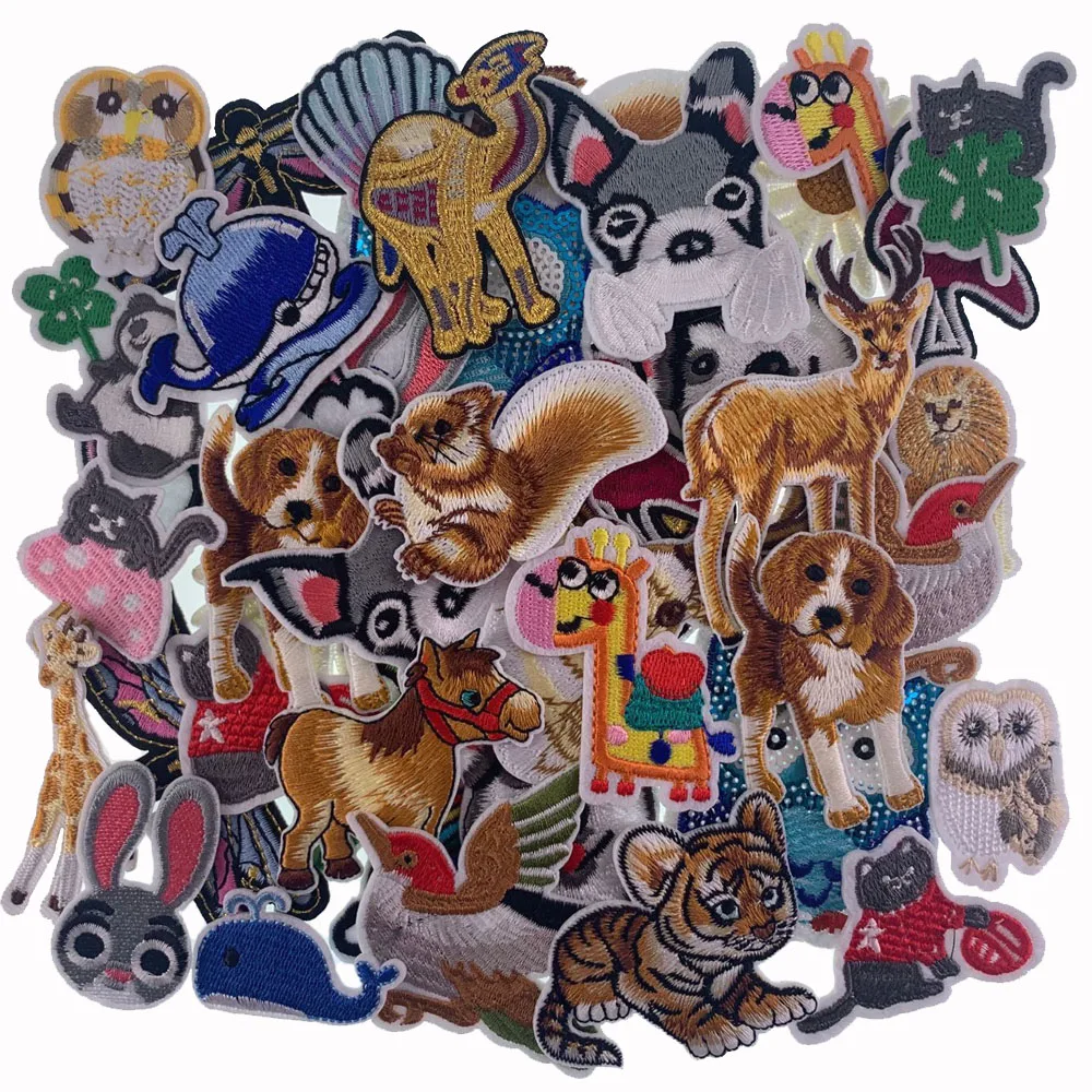 

2Pcs Flower Animal Embroidery Patches Appliques Iron On Fabric Badge Stickers DIY Apparel Accessories