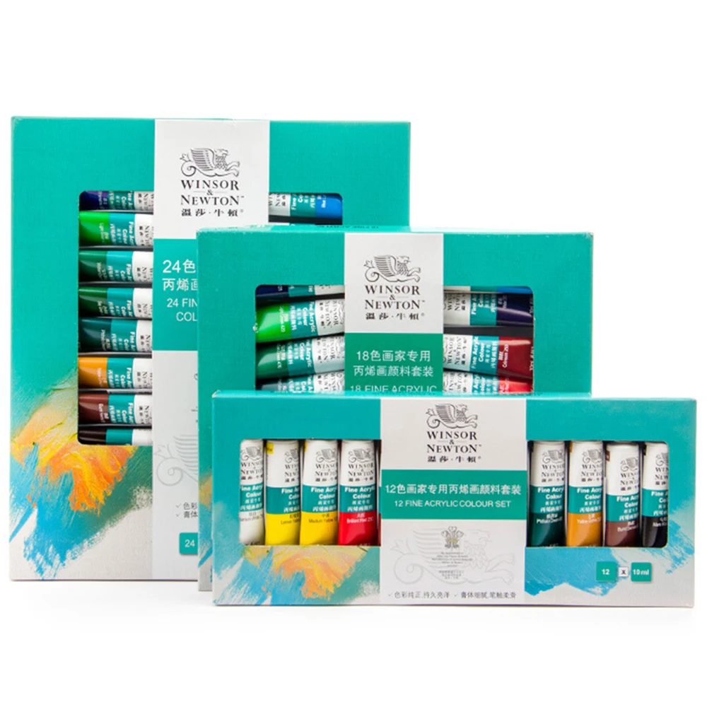 

Acrylic Paint Set of 12/18/24 (10ml) Professional Acrylic Paint Set for Artist Painter Drawing Painting Art Pigment Supplies