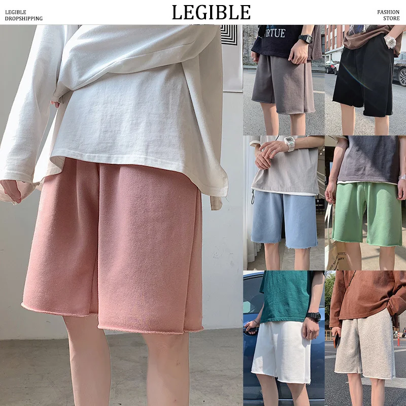 

2021 Beach Shorts Men Summer Solid Casual Short Men Loose Drawstring Hip Hop Korean Shorts
