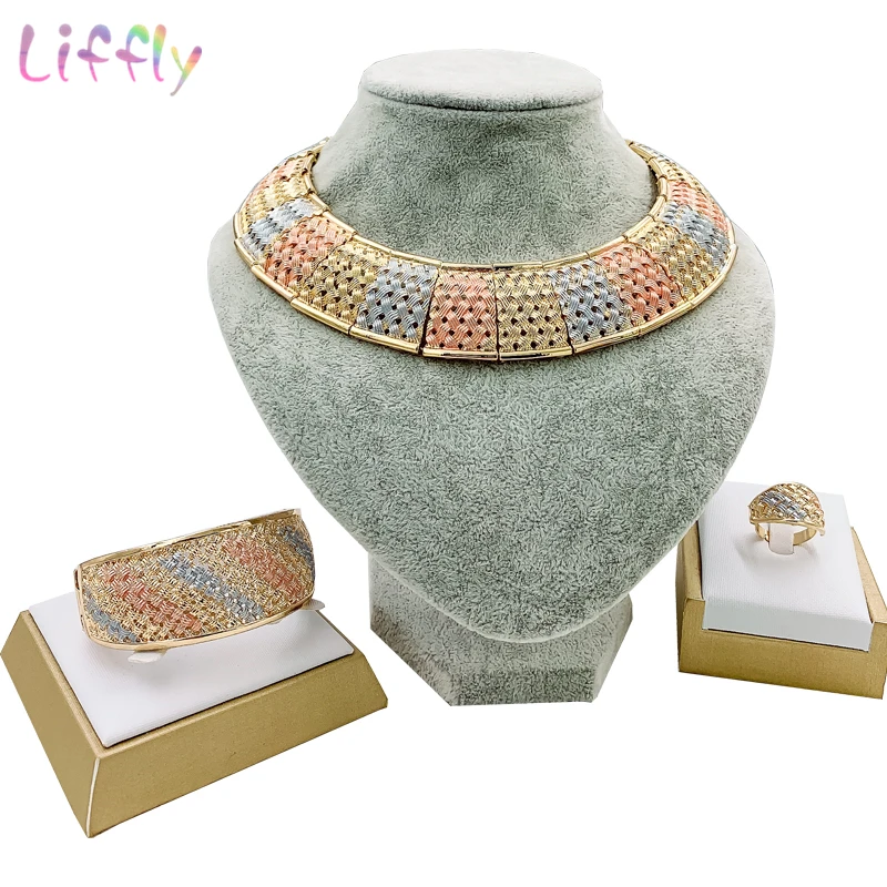 Африканские модные женские золотые ювелирные наборы Дубай простой дизайн