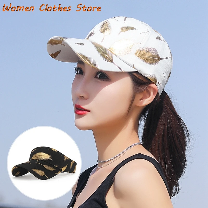 

Summer Feather Print Baseball Cap For Men Women Black Gold Outdoor Sports Trucker Hats Blank Hip-Hop Caps 2021