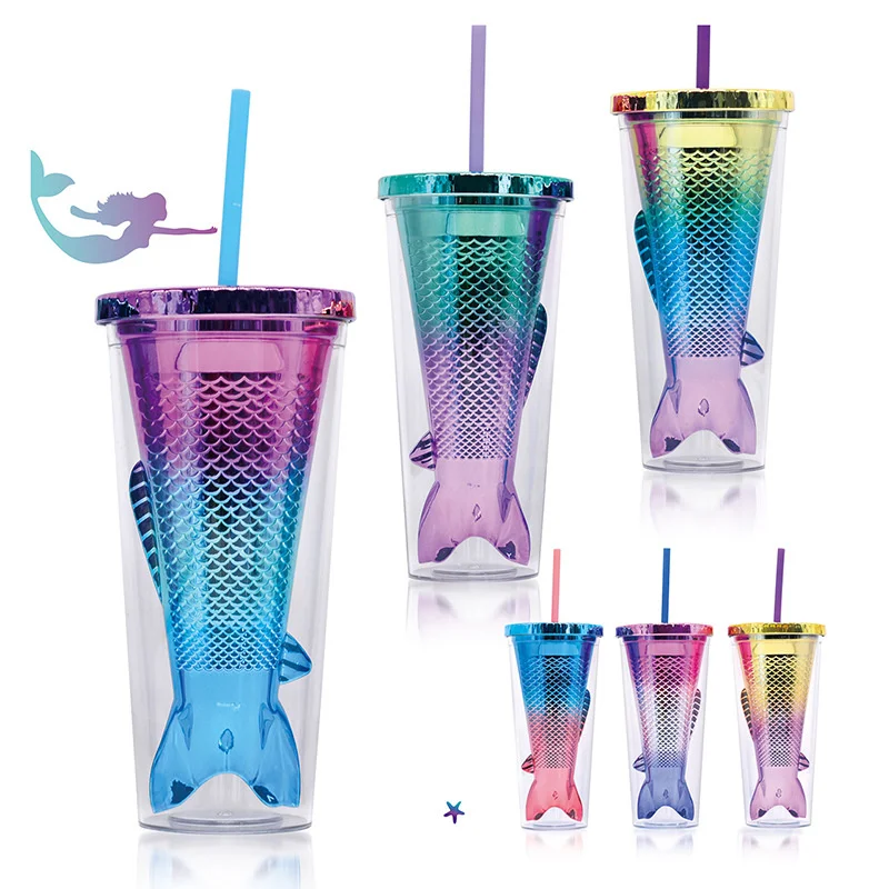 

350ML 12 OZ Multi-Color Mermaid Tail Tumbler Travel Water Bottle New Year Mug Cute Mugs Coffee Cups Thermal Tea Christmas