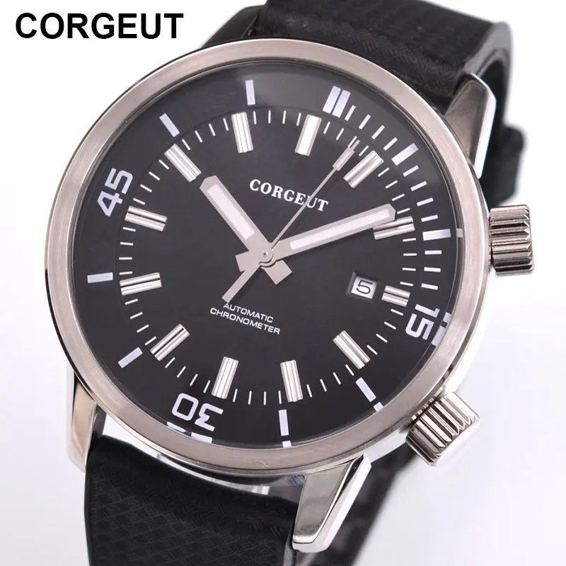 

Corgeut Mens Automatic Watch 45mm Mechanical Date Luminous Waterproof Sport Luxury Brand Wristwatches rubber Relogio Masculino