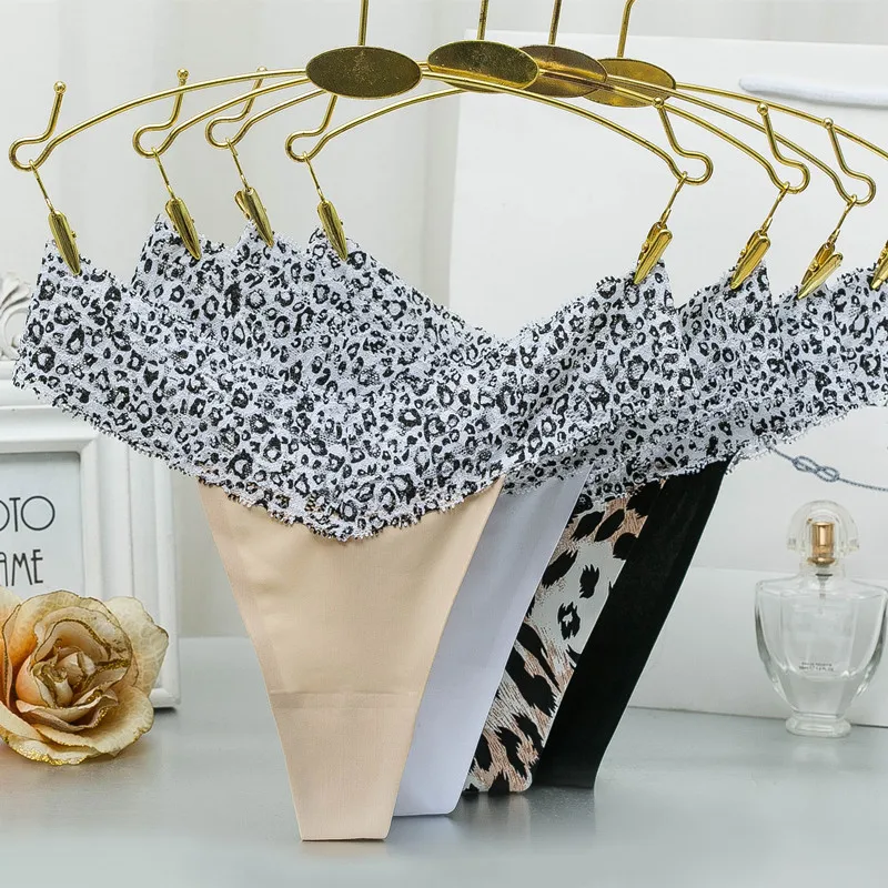 3 шт./лот женские сексуальные стринги из ледяного шелка тонкие кружевные трусики