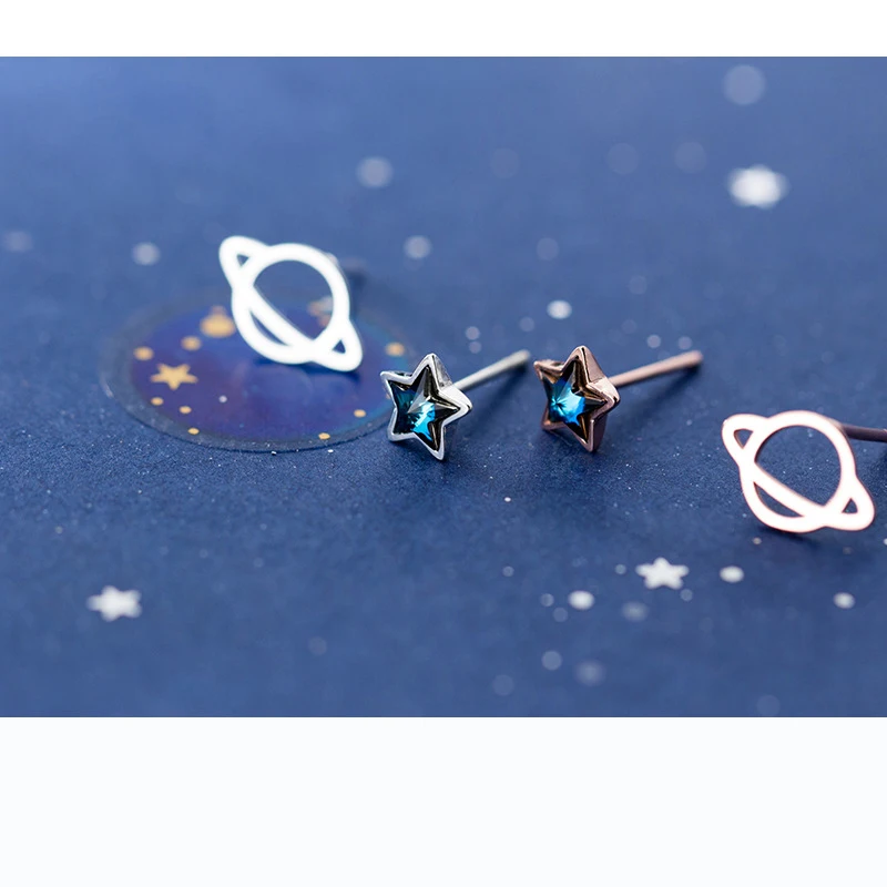 Trustdavis 100% 925 пробы серебряные милые маленькие асимметричные серьги гвоздики в