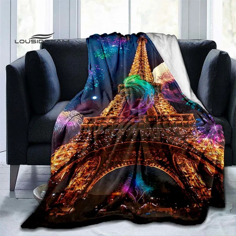 Одеяло с Эйфелевой башней модное Фланелевое покрывало рисунком пейзажа мягкое 3D
