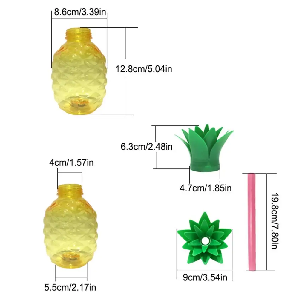 

500ML Innovative Glowing Beverage Cup Pineapple Shaped Lighting Cup Recycled Juice Milk Beer Bottle With PP Straw