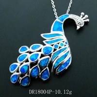 new arrival blue opal peacock pendant in 925 sterling silver necklace for women engagement wedding anniversay party gift