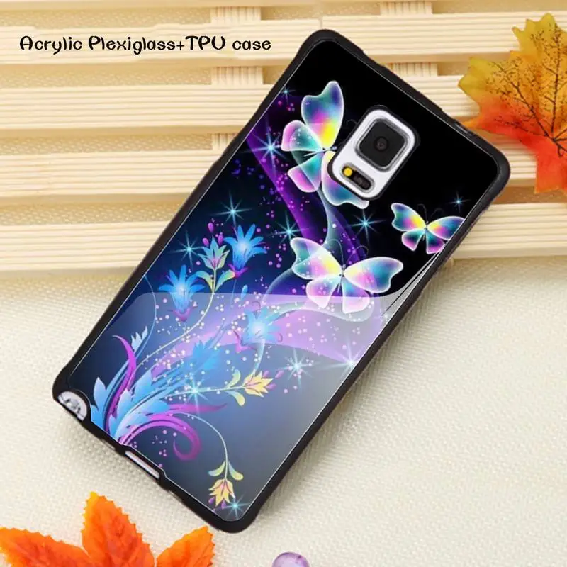 

Beautiful Butterfly Colorful butterfly Phone Case Acrylic Plexiglass TPU For Samsung Note20 10 9 8 7 5 Pro ULTRA