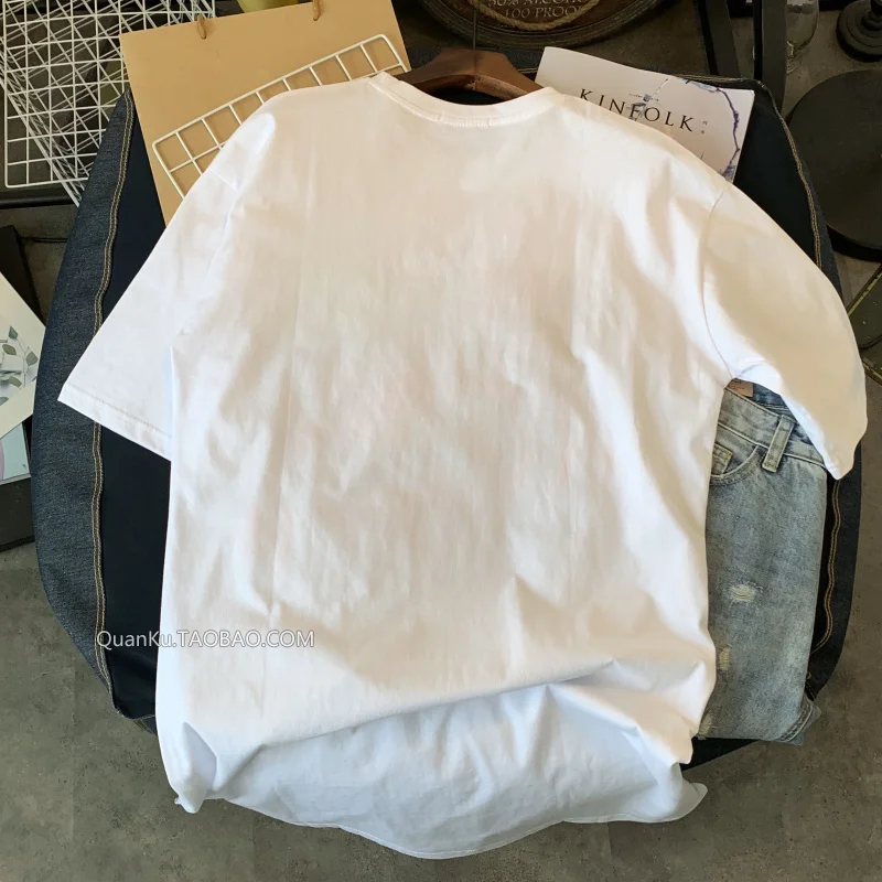 Женская футболка оверсайз с коротким рукавом длинная мультяшными буквами