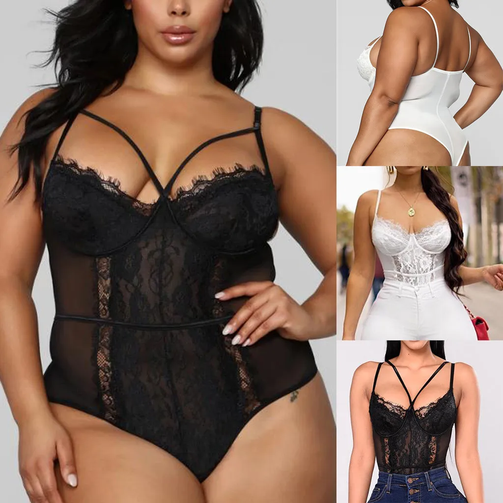 Женское кружевное сексуальное боди большого размера цельное нижнее белье порно