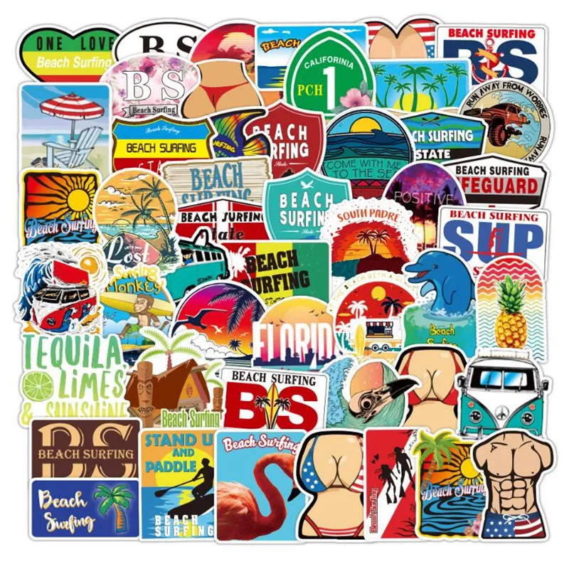 

10/30/50PCS Outdoor Travel Beach Scenery Graffiti Stickers Laptop Skateboard Guitar Waterproof Toy Decoration Wholesale