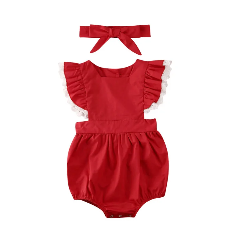 

Big Little Sister Matching Set Baby Girls clothes Ruffle Button sleeveless Dresses or square collar Bodysuit solid bow Headband