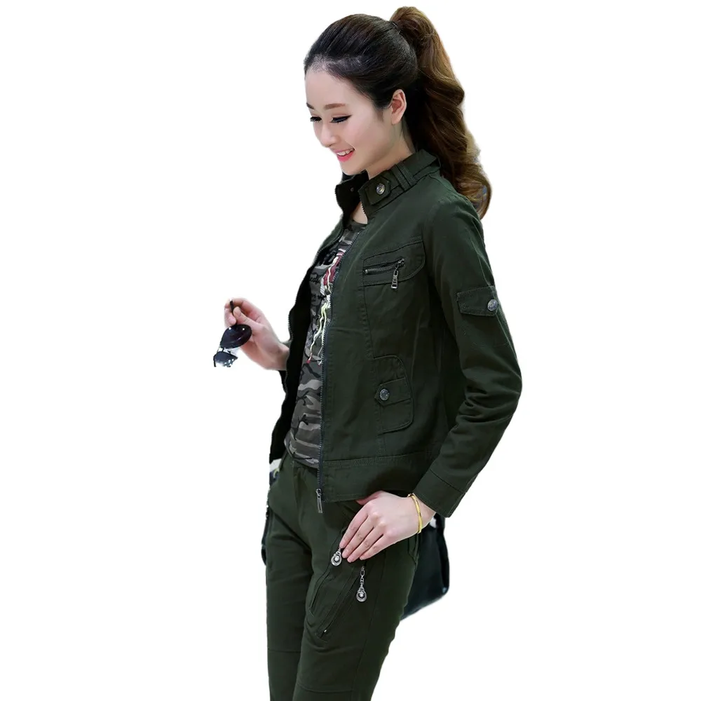 Женская куртка в стиле милитари Повседневная облегающая короткая бомбер на