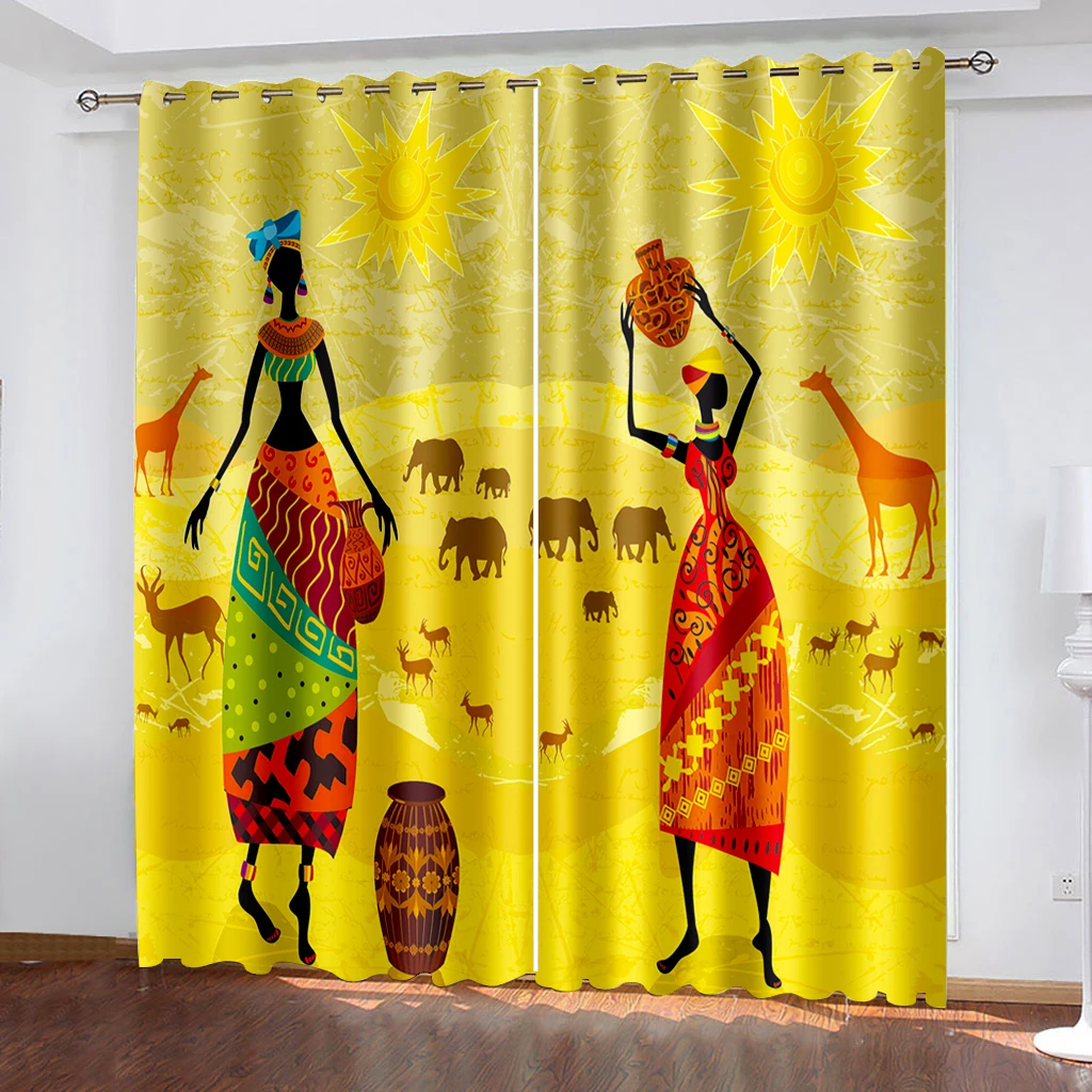 

Ancient Egypt Window Curtains Kids Teens Retro Blackout Curtain Darkening Living Room Drapes Decor(2Panels)カーテン Cotinas De Sala