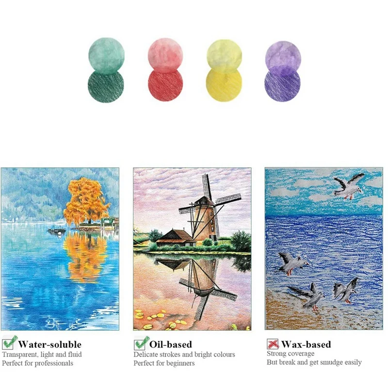 36Pcs Coloured Pencil Drawing Pencils Oil-Based Water-Soluble Set No Wax For Kids &amp Adults Sketching Doodling | Канцтовары для