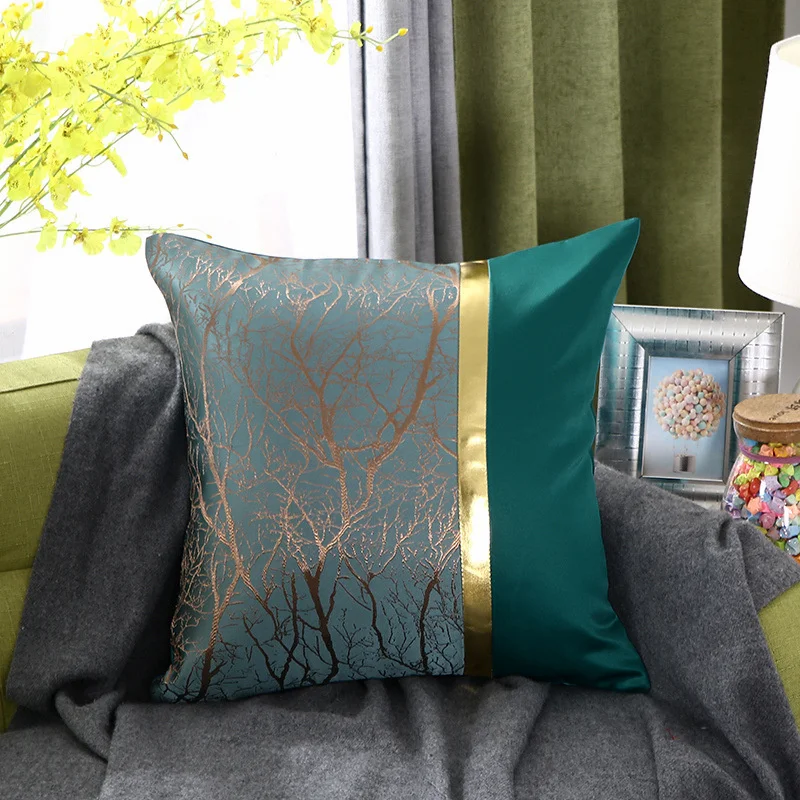 

Luxury Bronzing Cushion Cover 45*45cm Nordic Style Patchwork Pillows Covers Car Seat Pillowcase New Year Sofa Throw Pillow Case