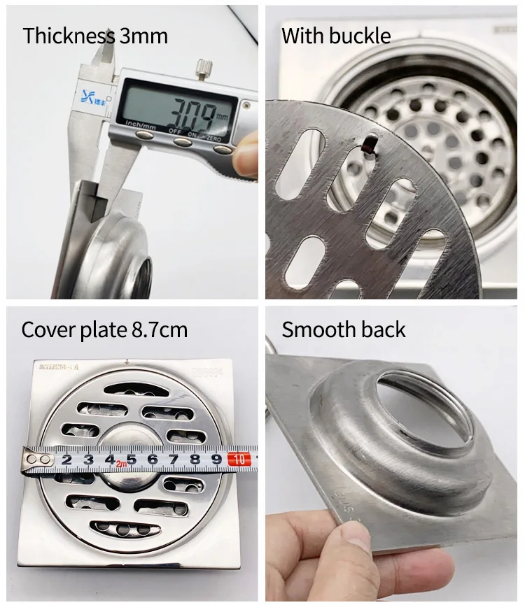 Слив для ванной и душа из нержавеющей стали 304 квадратный дренажа дезодорирующий
