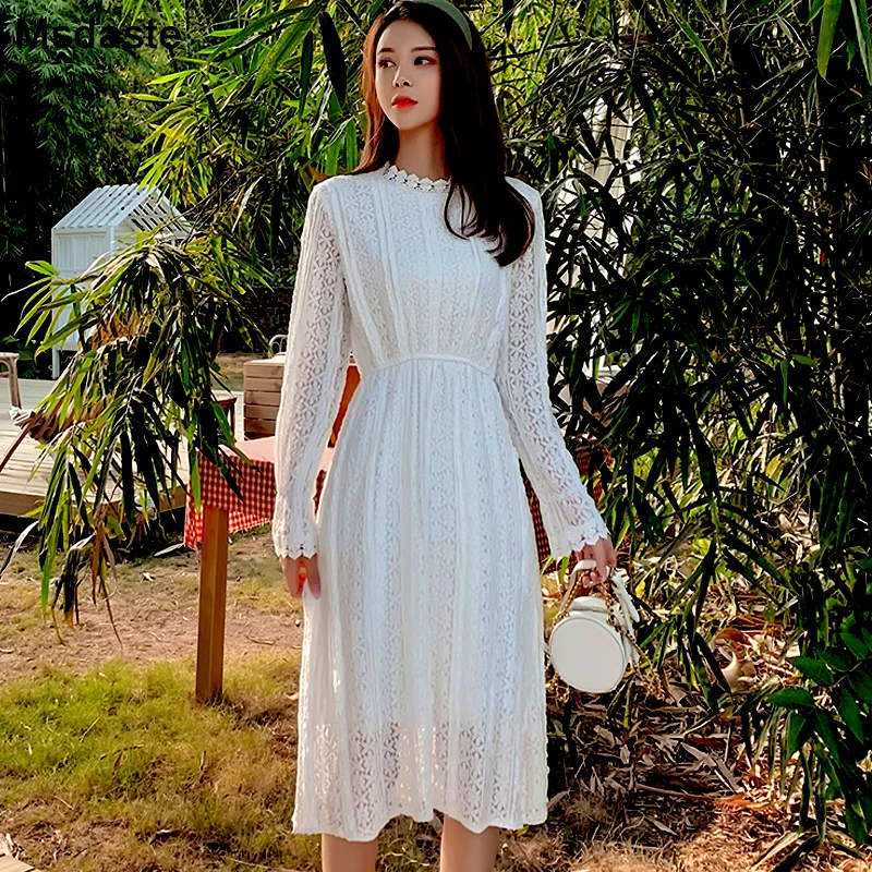 Кружевное платье для женщин 2020 милые повседневные Элегантные женские туники до