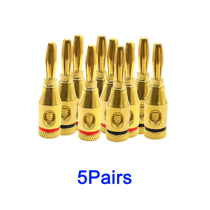 1/2/5 пар 24 К позолоченный 4 мм банановый штекер музыкальный кабель провод аудио разъем для динамика 4 мм вилка-банан контактный терминальный усилитель