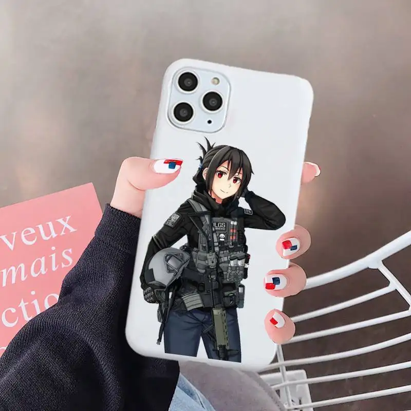 

Fashion anime police girl Anti-fall luxury Phone Case cover Candy Color for iPhone 6 7 8 11 12 s mini pro X XS XR MAX Plus