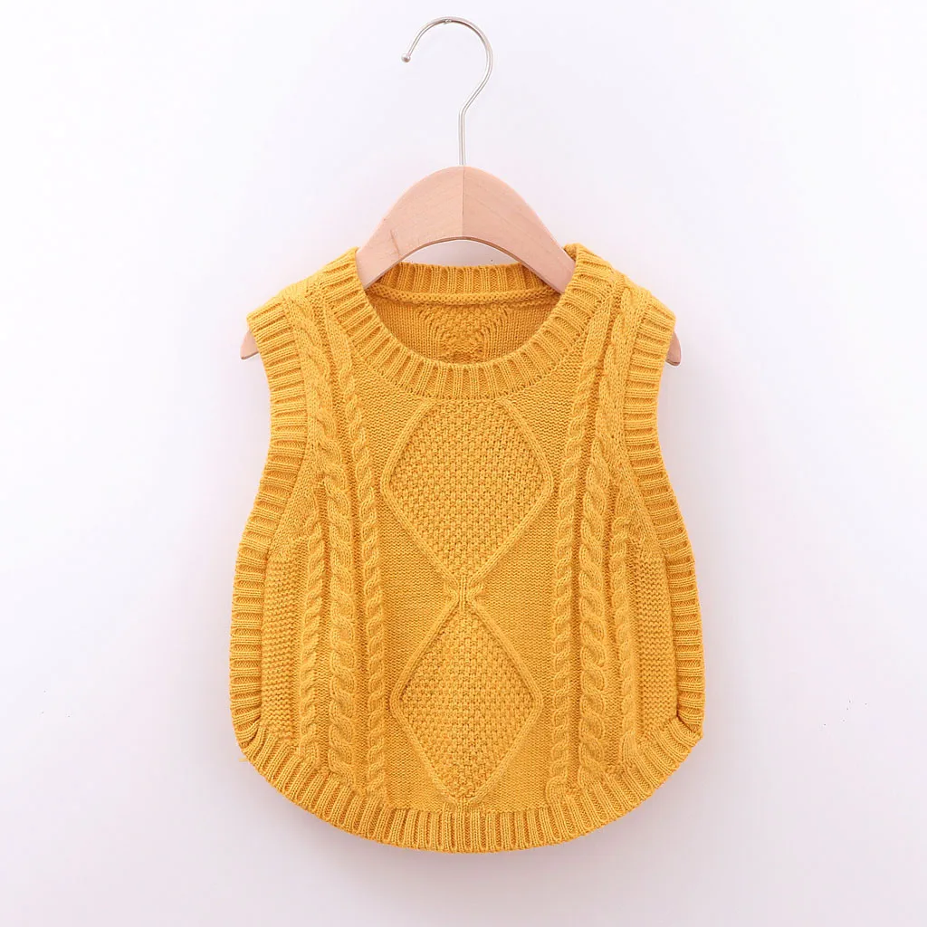 Детский вязаный свитер хлопковый без рукавов для маленьких мальчиков и девочек