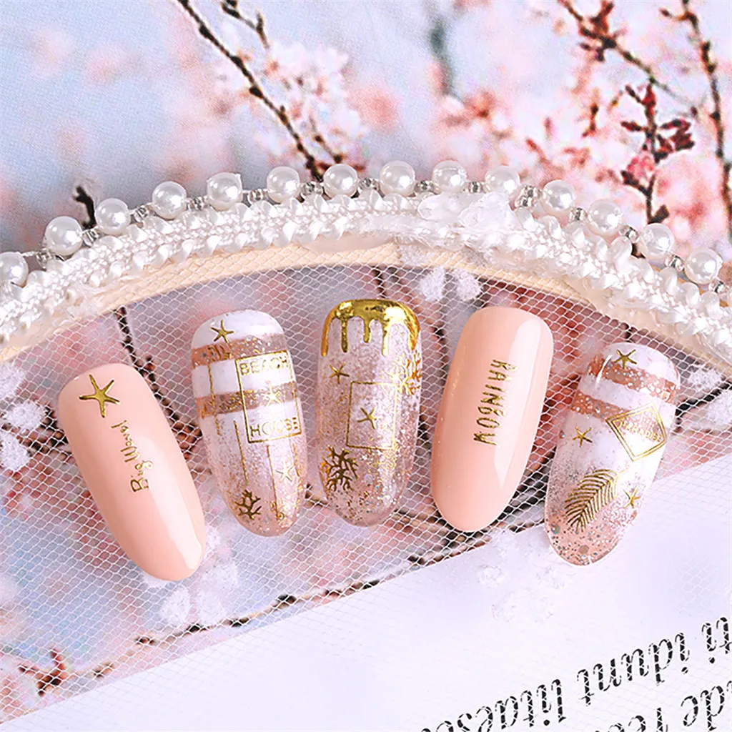 6 г наклейки для ногтей чистая красная звезда Луна липучка Золотой 3D стикер |