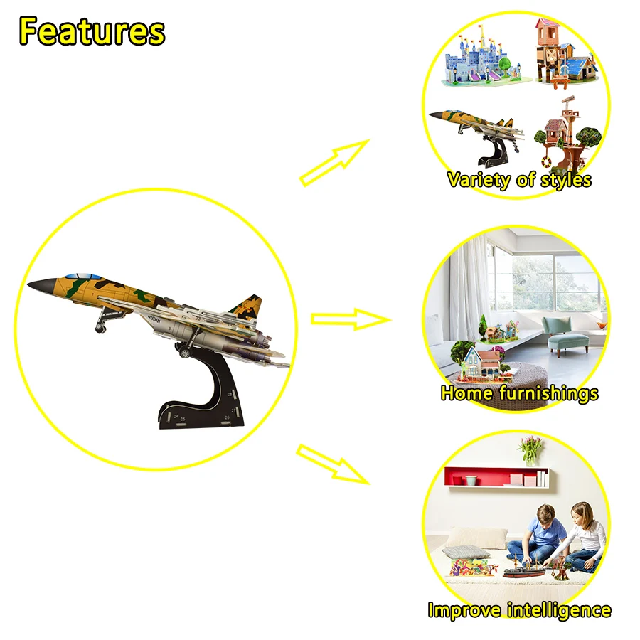 3D пазл сделай сам крутая модель истребителя сборка самолета бумажная