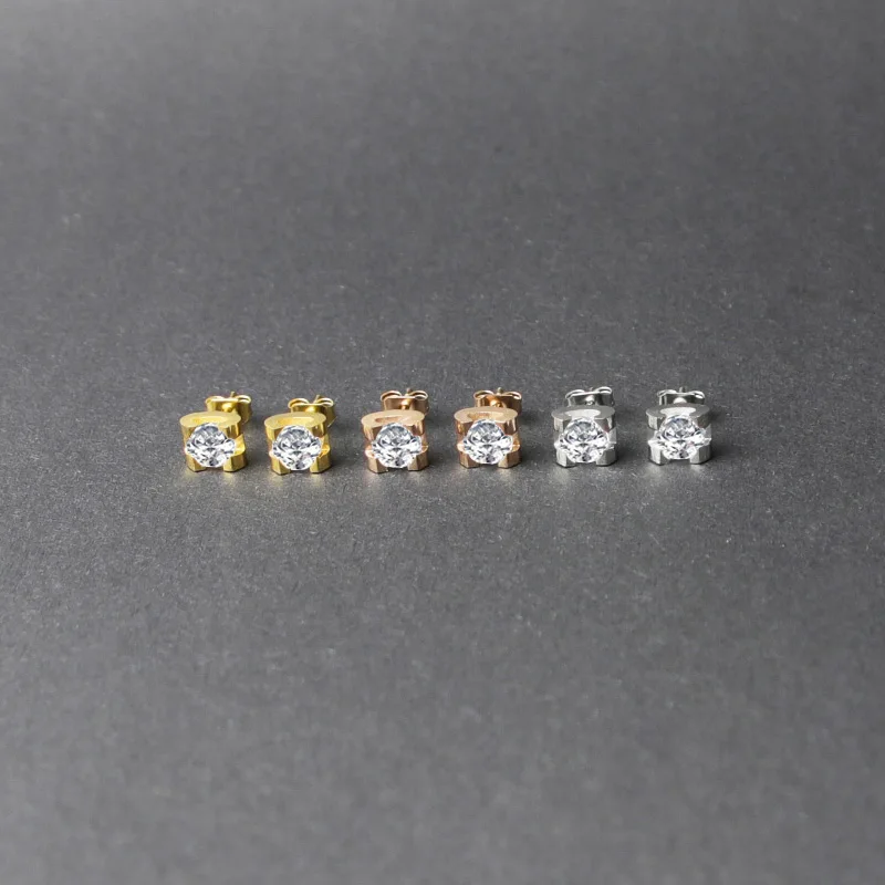 Модные женские украшения серьги с кристаллами 1 карат из титановой стали цвета