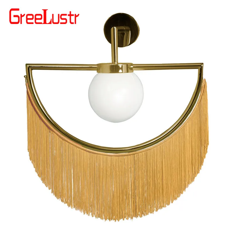 

nordic designer tassel glass ball wall light fix Pink Ins Hot Girl Wall Sconces for living room bedroom hotel led fixtures
