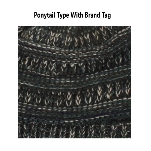 greenblue Ponytail Женские зимние вязаные шапки, шерстяные теплые шапки, женские повседневные Шапки, одноцветные шапки-бини - Цвет: greenblue Ponytail