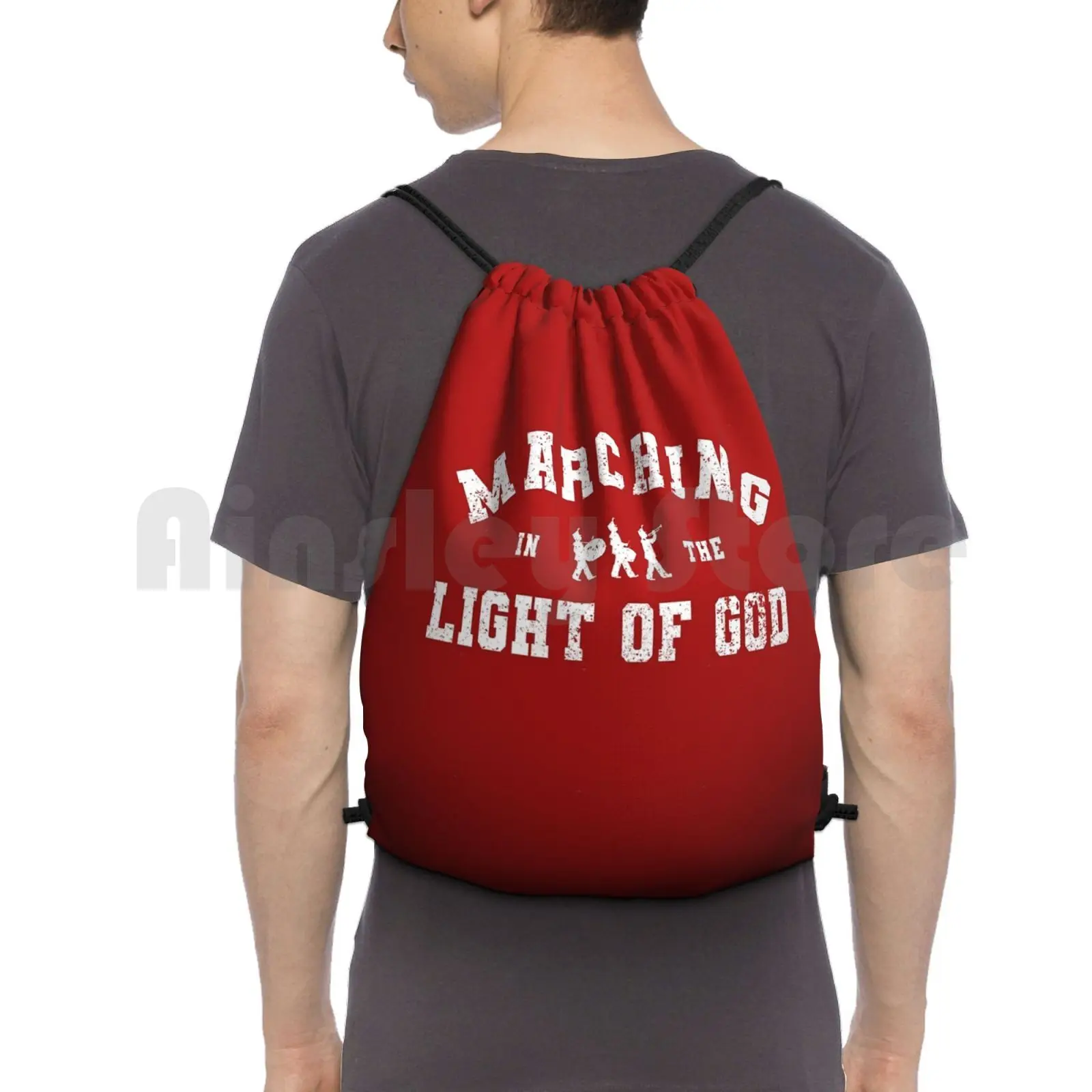 

Marching In The Light Of God Backpack Drawstring Bag Riding Climbing Gym Bag Geek Marching Band Music Love Its Marching Band