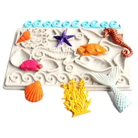 1pc starfish seahorse fish resin silicone fondant molds birthday cake decorating tools chocolate baking accessories ftm1983