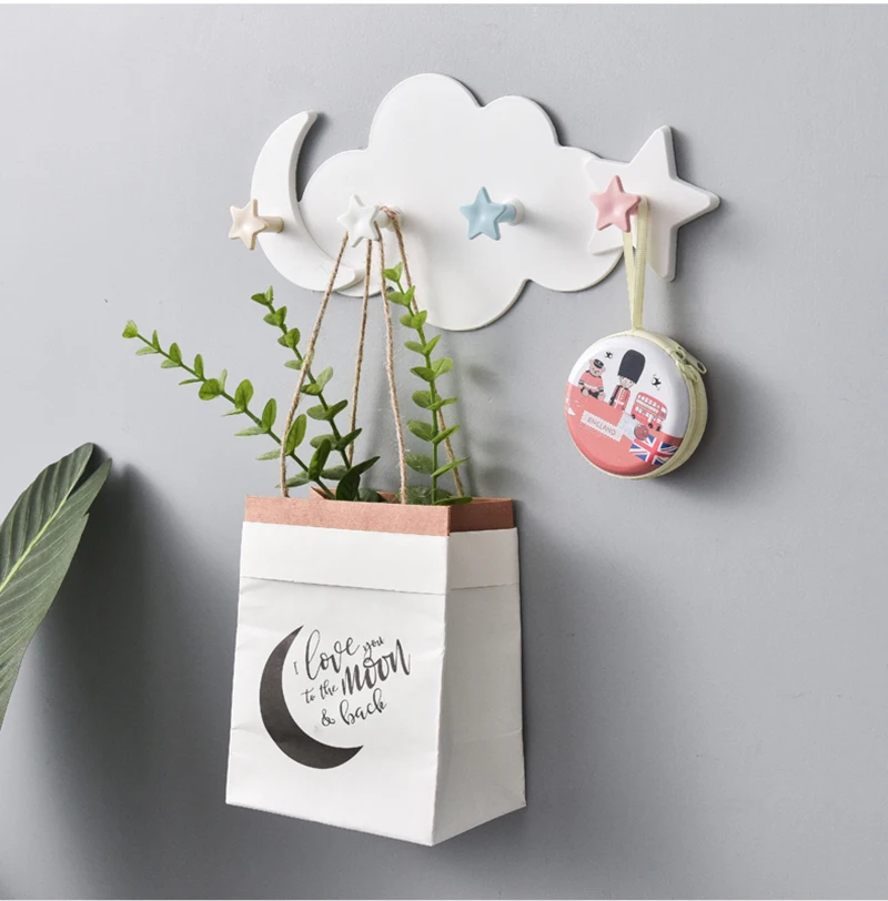 Настенный держатель для ключей креативная Звезда Луна облако форма гвоздь