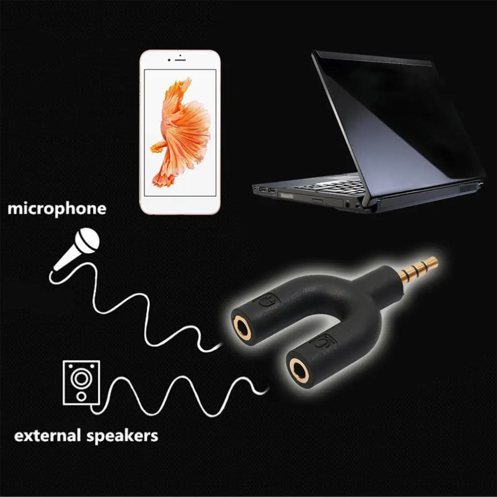 3.5mm U-shape Earphone Adapter Double Jack Plug Stereo Headphone Splitter For PC/MP3 Smartphone Player Audio Cables | Электроника